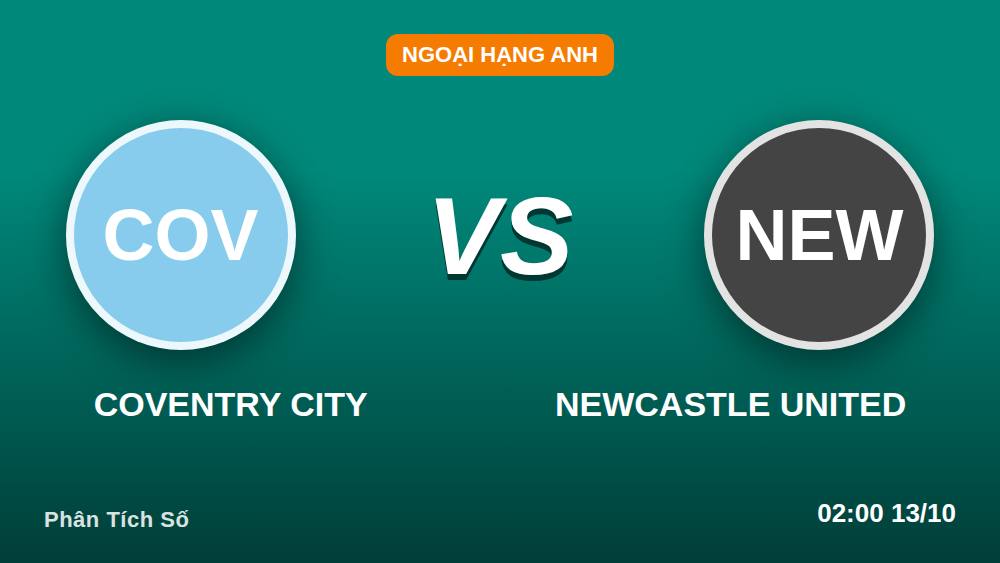 Coventry vs Newcastle: Phân Tích Kèo, So Sánh Phong Độ Vòng 8 Ngoại Hạng